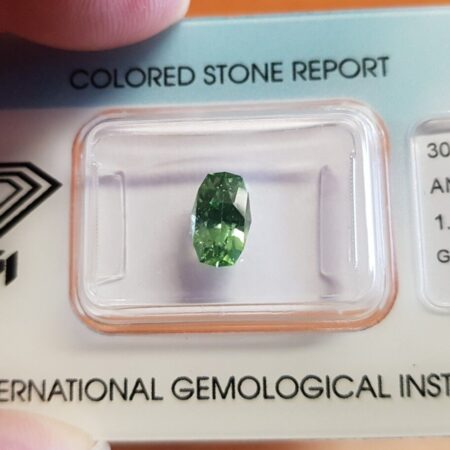 IGI Certified 1.67 carat Rare Natural Green Zircon Faceted Oval Mixed Cut